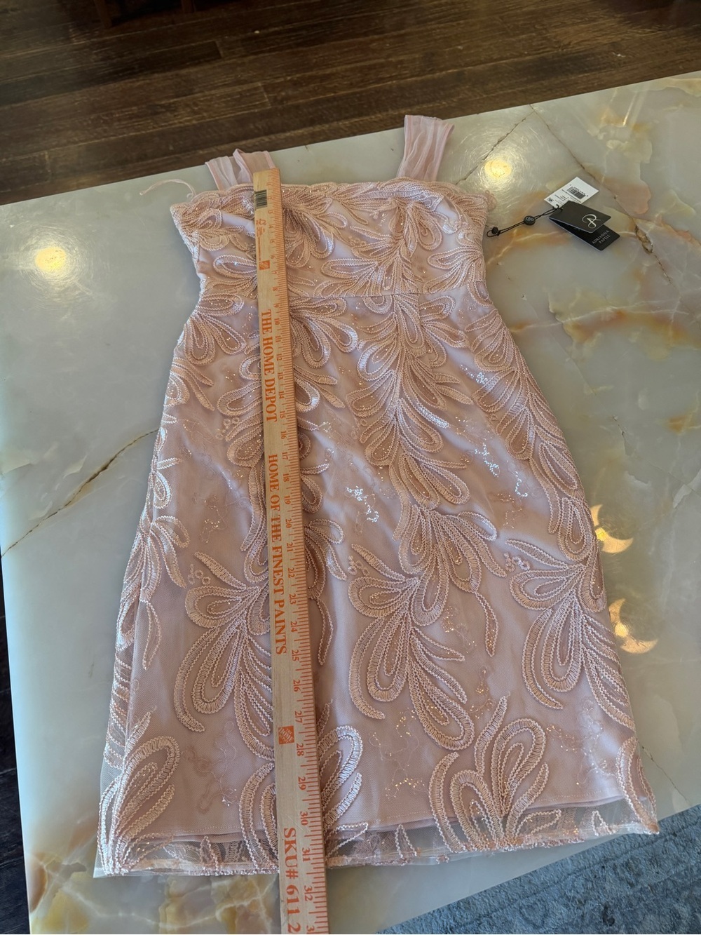 Adrianna Papell Blush Pink Embroidered Midi Dress